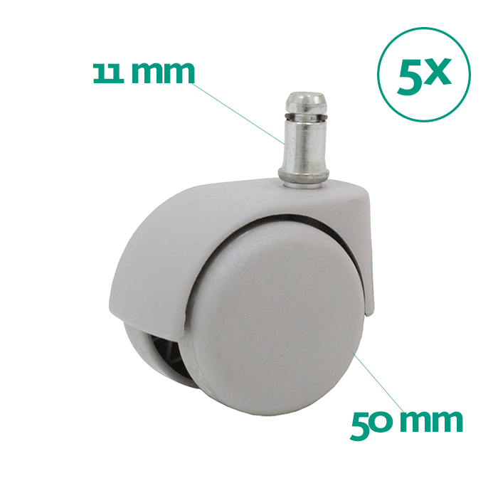 Ruedas grises silla giratoria 11/50mm