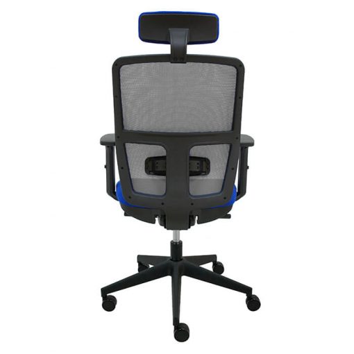 silla-giratoria-keempat-oficina-malla-gris-asiento-azul-cabezal-trasera