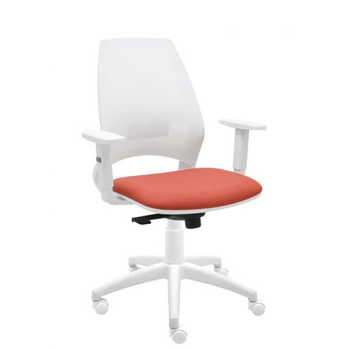 silla-giratoria-de-oficina-4u-malla-blanca-asiento-coral-con-brazos-regulables