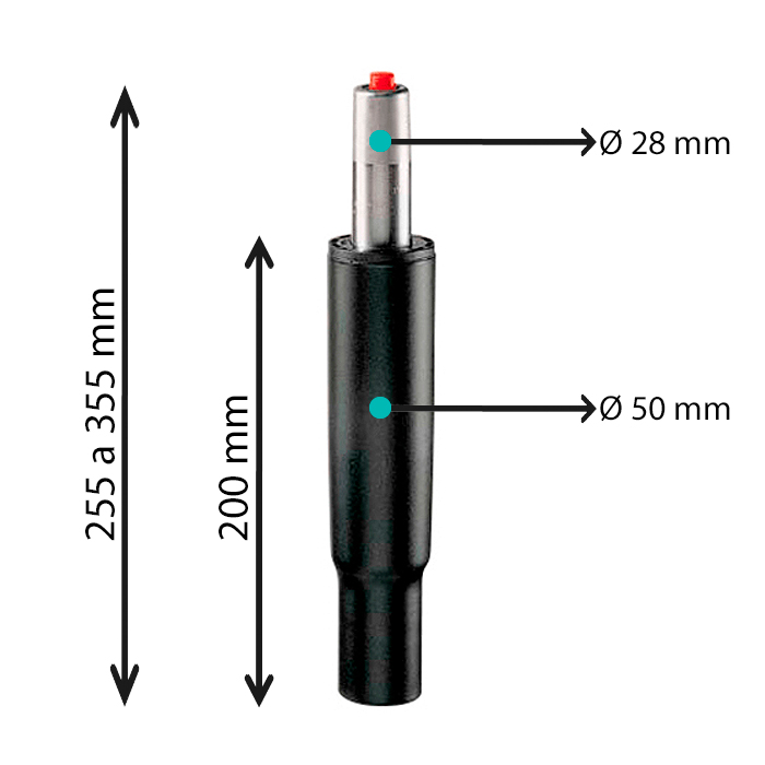 Pistón corto elevador silla