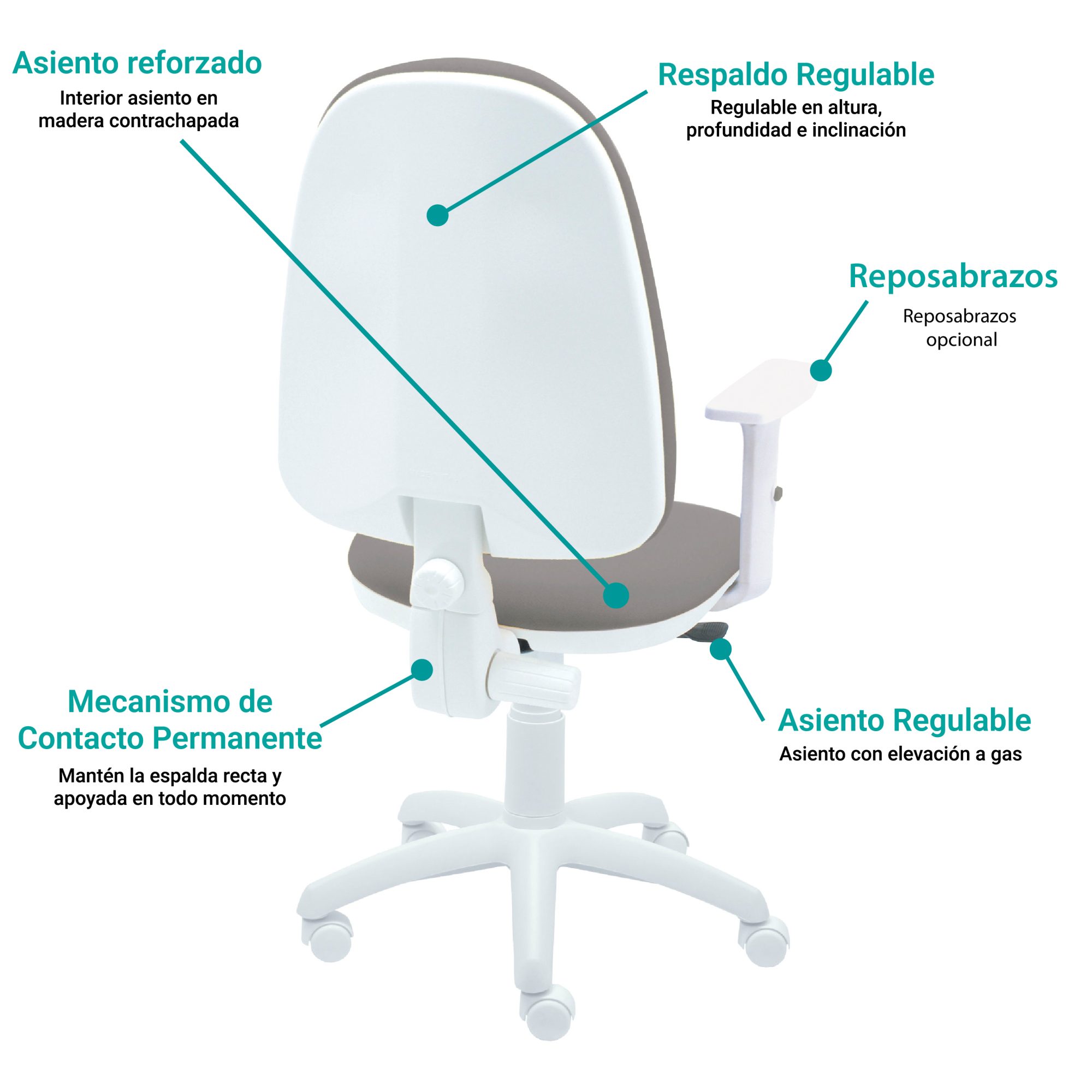 Silla de escritorio Torino Blanco