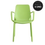 Pack 4 Sillas de jardín apilable Ginevra con reposabrazos Verde